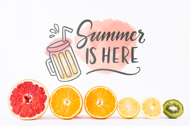 Free Flat Lay Copyspace Mockup With Summer Fruits Psd