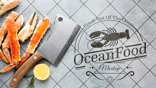 Free Flat Lay Delicious Sea Food Composition With Mock-Up Psd