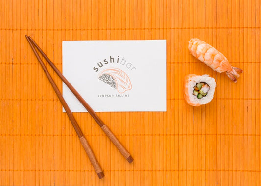 Free Flat Lay Delicious Sushi With Sticks Psd