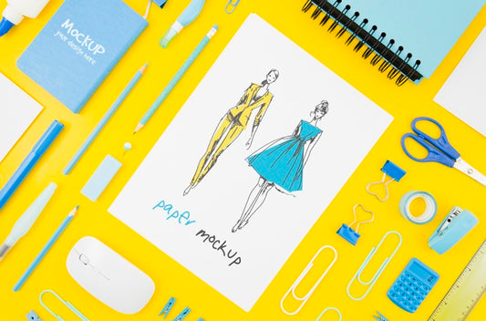 Free Flat Lay Designer And Stationery Items Mock-Up Psd