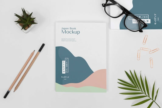 Free Flat Lay Desk Arrangement With Book Psd
