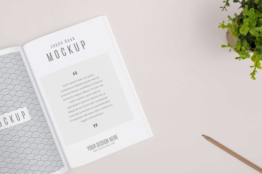 Free Flat Lay Desk Arrangement With Open Book Mockup Psd