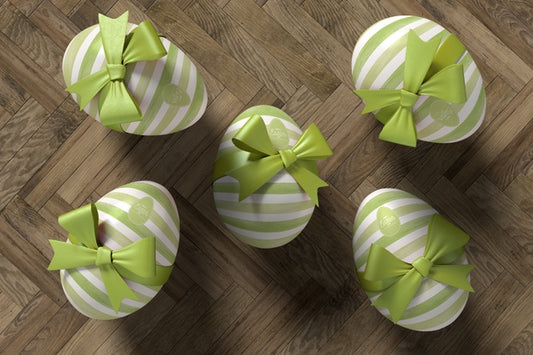 Free Flat Lay Eggs Wrapped For Easter Celebration Psd