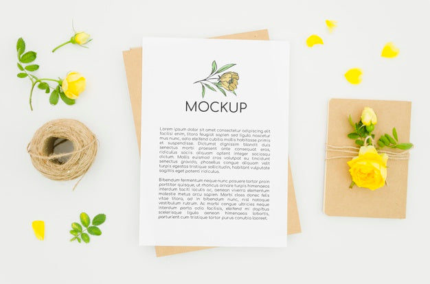 Free Flat Lay Flower Shop Botanical Mock-Up Psd