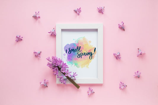 Free Flat Lay Frame Mockup For Spring Psd