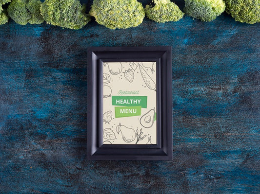 Free Flat Lay Frame Mockup With Healthy Food Psd