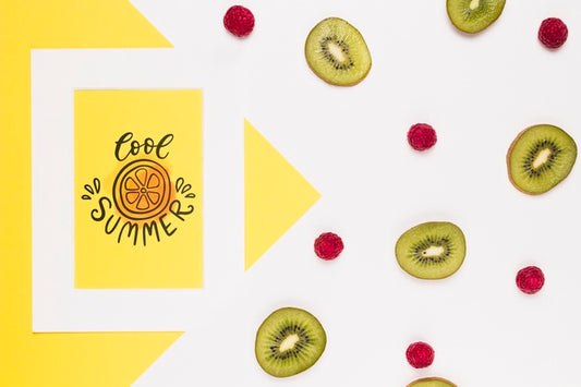 Free Flat Lay Frame Mockup With Summer Fruits Psd
