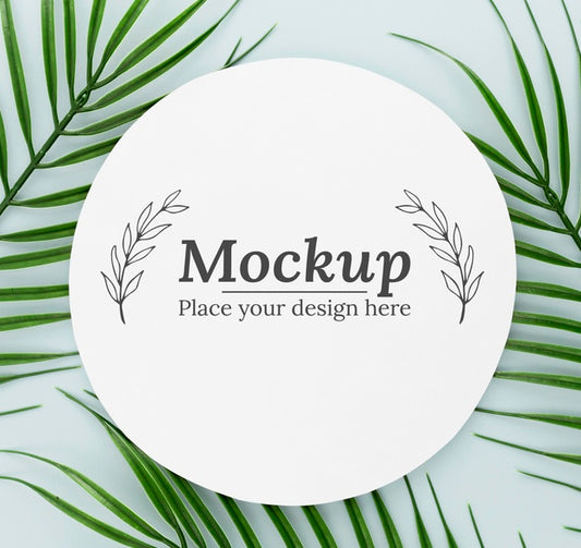 Free Flat Lay Green Leaves Composition With Mock-Up Psd
