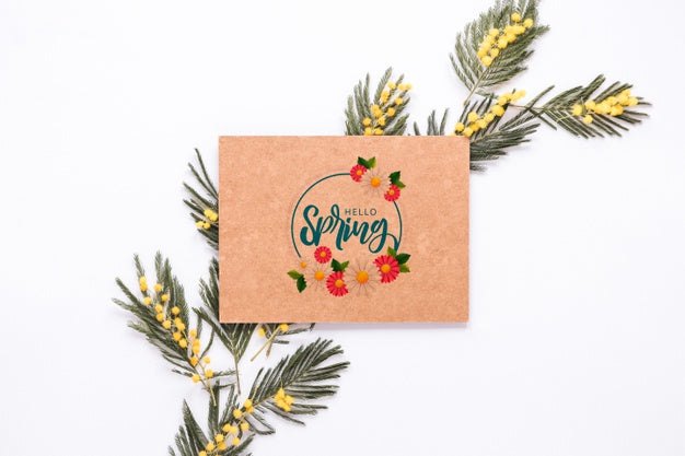 Free Flat Lay Greeting Card Mockup For Spring Psd