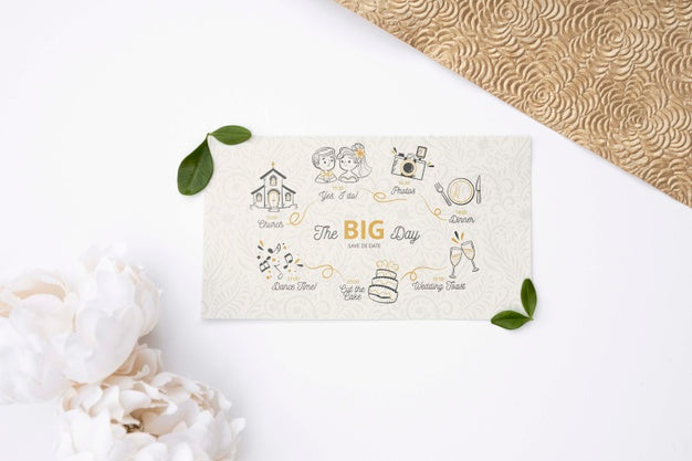 Free Flat Lay Greeting Card With Wedding Psd