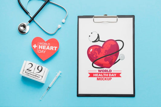 Free Flat Lay Health Day Mock-Up With Stethoscope Psd