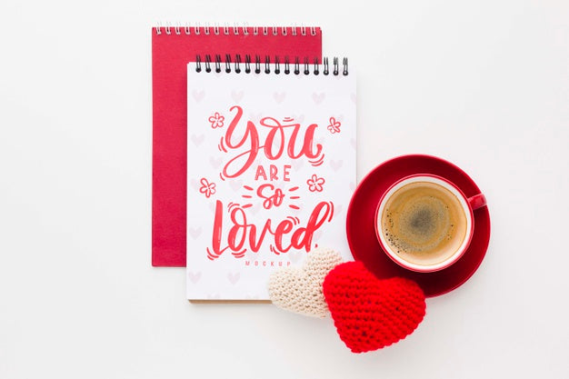 Free Flat Lay Hearts And Coffee Arrangement Psd