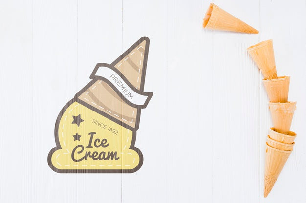 Free Flat Lay Ice Cream Cones With Copyspace Psd