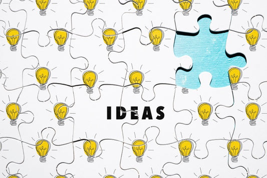 Free Flat Lay Incomplete Light Bulb Puzzle Psd