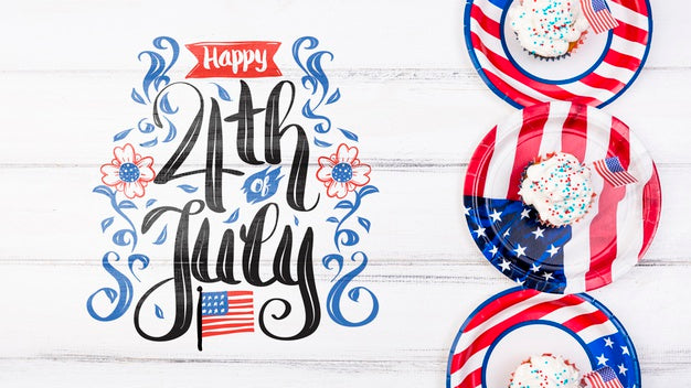 Free Flat Lay Independence Day Mockup With Copyspace Psd