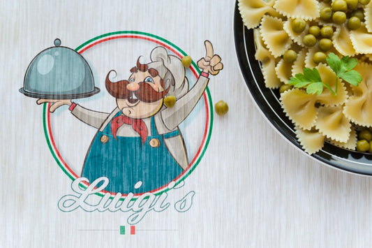 Free Flat Lay Italian Food With Mock-Up Logo Psd