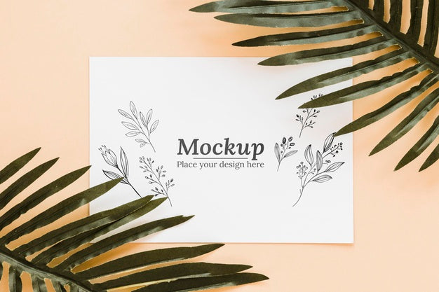 Free Flat Lay Leaves Arrangement Mock-Up Psd