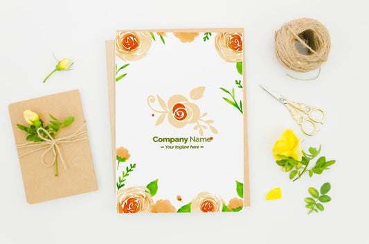 Free Flat Lay Lovely Paper Mock-Up Psd