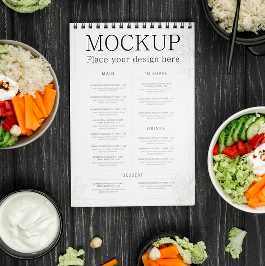 Free Flat Lay Mock-Up With Delicious Food Psd