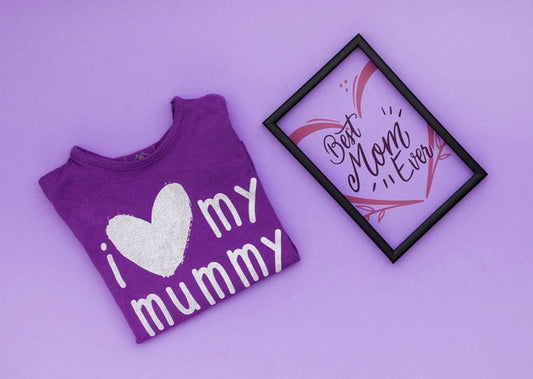 Free Flat Lay Mothers Day Composition With Frame Mockup Psd