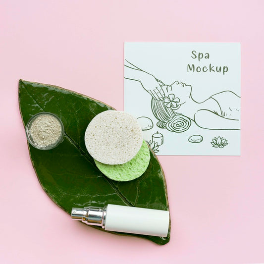 Free Flat Lay Natural Spa With Soap On Leaf Psd