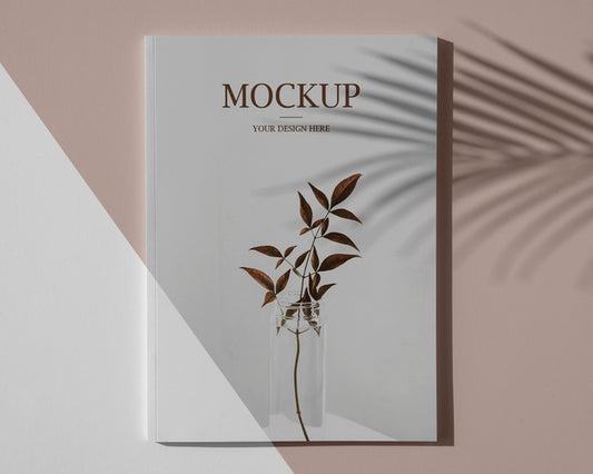 Free Flat Lay Nature Magazine Cover Mock-Up With Leaves Assortment Psd