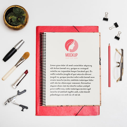 Free Flat Lay Notebook And Beauty Products Psd