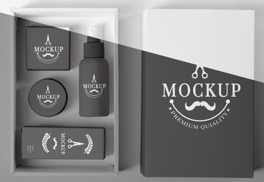 Free Flat Lay Of Barbershop Products Box Psd
