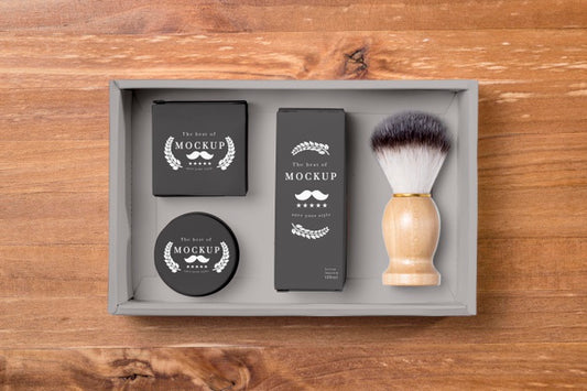 Free Flat Lay Of Beard Care Products With Brush Psd