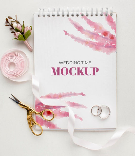 Free Flat Lay Of Beautiful Wedding Concept Mock-Up Psd