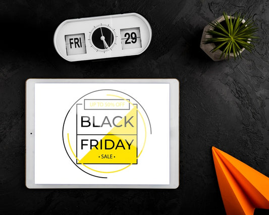 Free Flat Lay Of Black Friday Concept Tablet Mock-Up Psd
