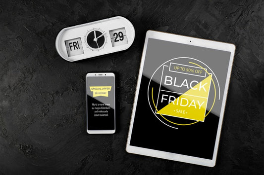 Free Flat Lay Of Black Friday Mock-Up Concept On Slate Background Psd