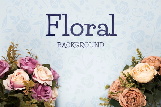 Free Flat Lay Of Bouquets Of Spring Roses Psd