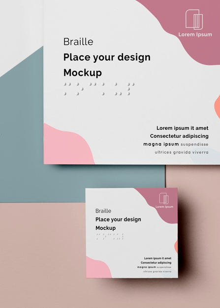 Free Flat Lay Of Braille Business Card Design Psd