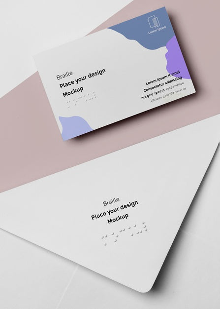 Free Flat Lay Of Business Card With Braille In Envelope Psd