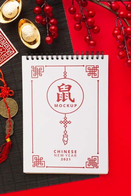 Free Flat Lay Of Chinese New Year Mock-Up Psd