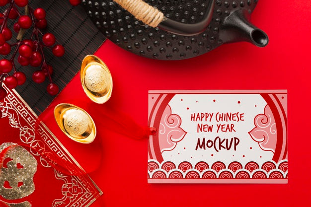 Free Flat Lay Of Chinese New Year Mock-Up Psd