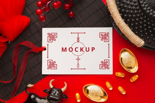 Free Flat Lay Of Chinese New Year Mock-Up Psd