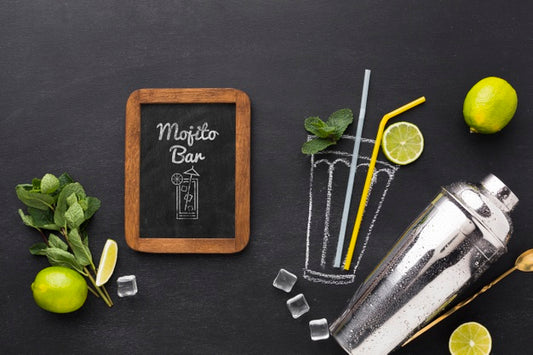 Free Flat Lay Of Cocktail Concept Mock-Up Psd