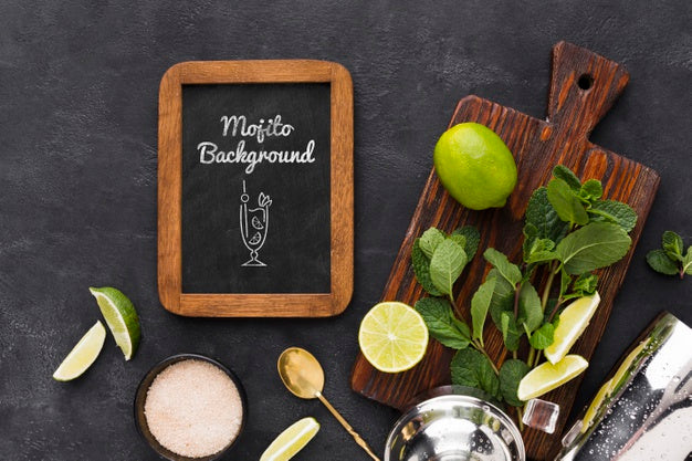 Free Flat Lay Of Cocktail Mock-Up Concept Psd