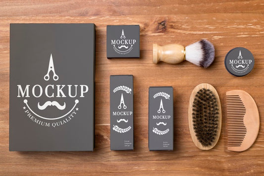 Free Flat Lay Of Collection Of Beard Care Products Psd