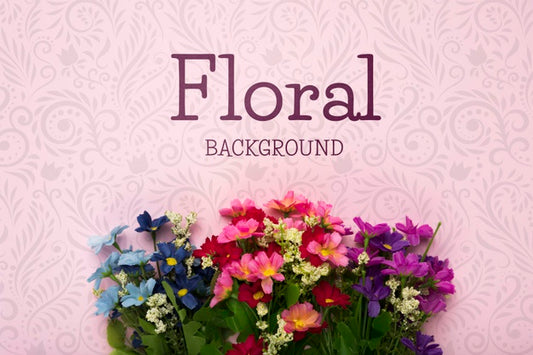 Free Flat Lay Of Colorful Spring Flowers Psd