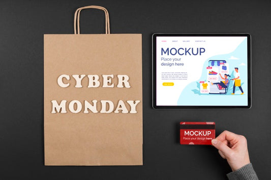 Free Flat Lay Of Cyber Monday Concept Mock-Up Psd