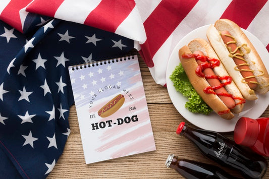 Free Flat Lay Of Delicious American Food Mock-Up Psd