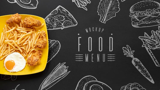 Free Flat Lay Of Delicious Food On Black Background Psd
