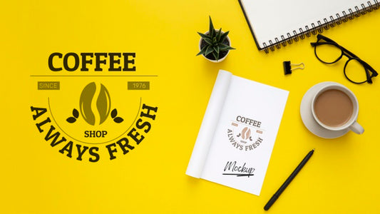 Free Flat Lay Of Desk Surface With Glasses And Coffee Psd