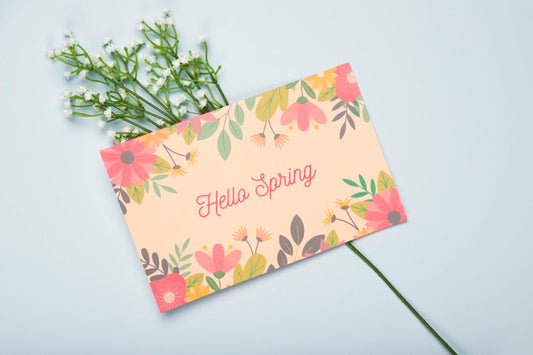 Free Flat Lay Of Floral Card For Spring Psd