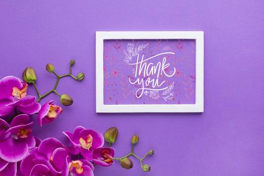 Free Flat Lay Of Frame Mock-Up On Purple Background Psd