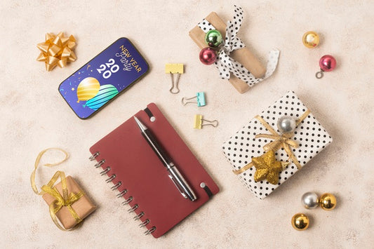 Free Flat Lay Of Gifts Mock-Up Psd
