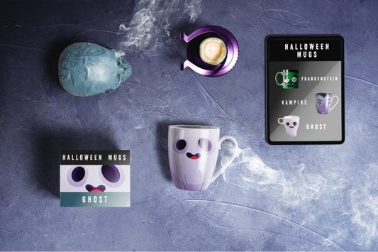 Free Flat Lay Of Halloween Ghost Concept Psd